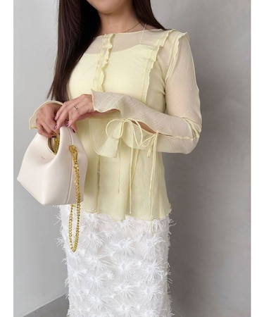 【OUNNOUN】楊柳2WAYフレアスリーブブラウス