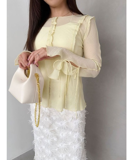 【OUNNOUN】楊柳2WAYフレアスリーブブラウス