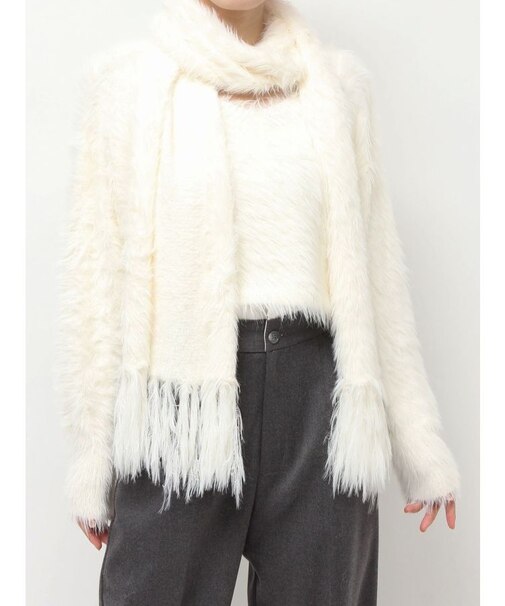 ロングシャギーマフラーセットニット