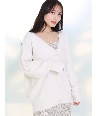 ミニシャギーミディ丈カーデ