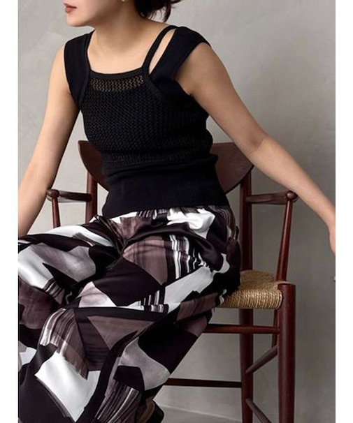 【OUNNOUN】メッシュレイヤードニット