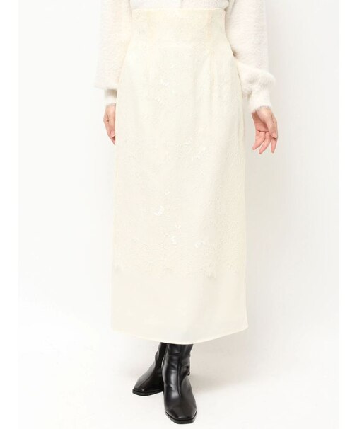 レースレイヤードナロースカート