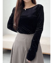 【OUNNOUN】シャイニーベロアトップス