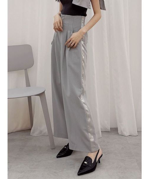 ピンストライプコルセットタックパンツ