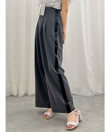 ピンストライプコルセットタックパンツ