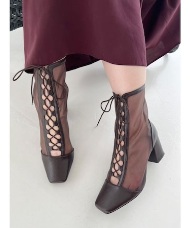 レースアップメッシュブーツ