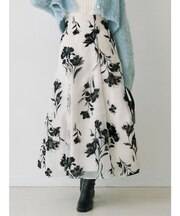 フロッキープリントフレアスカート