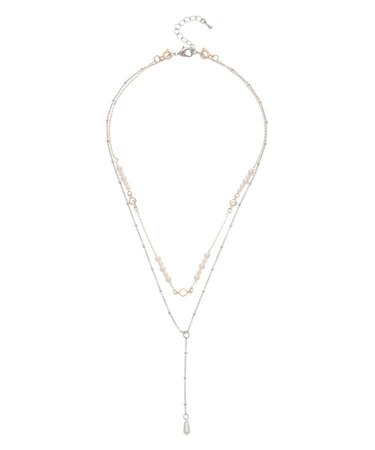 2WAYドロップパールダブルチェーンネックレス