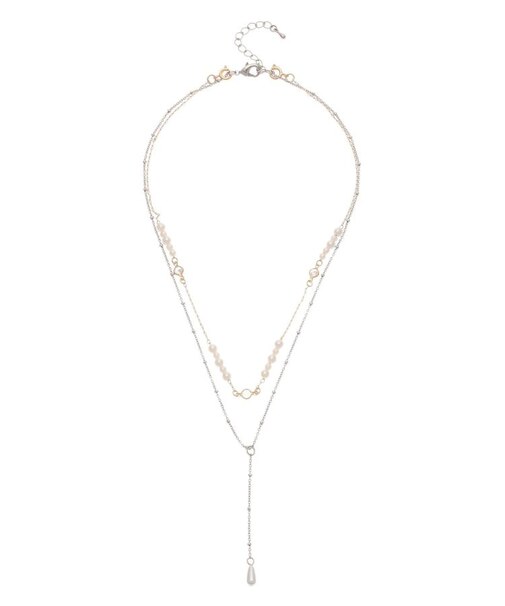 2WAYドロップパールダブルチェーンネックレス