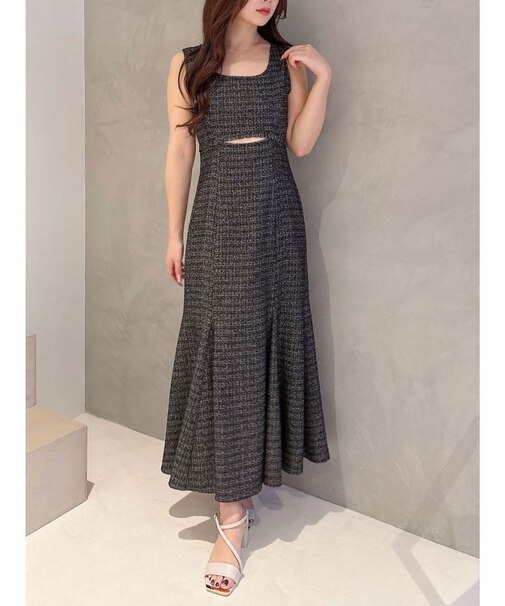 カットアウトツイードマーメイドワンピース