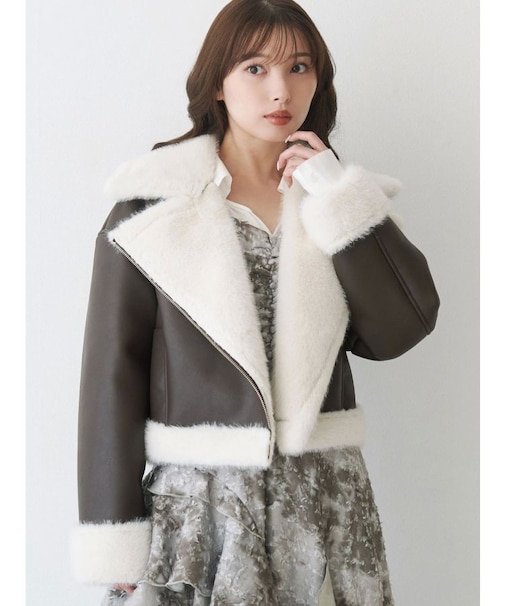 フェイクレザームートンボンバージャケット