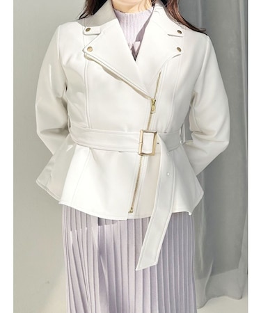 ペプラムライダースジャケット