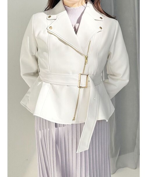 ペプラムライダースジャケット