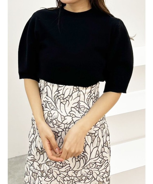 総針パフスリーブニット