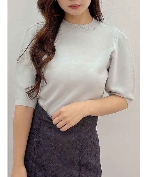 総針パフスリーブニット