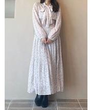 ウエストリブプリーツワンピース