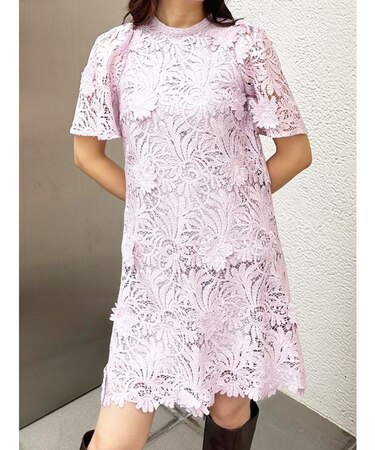 3Dスカラップレースミニワンピース