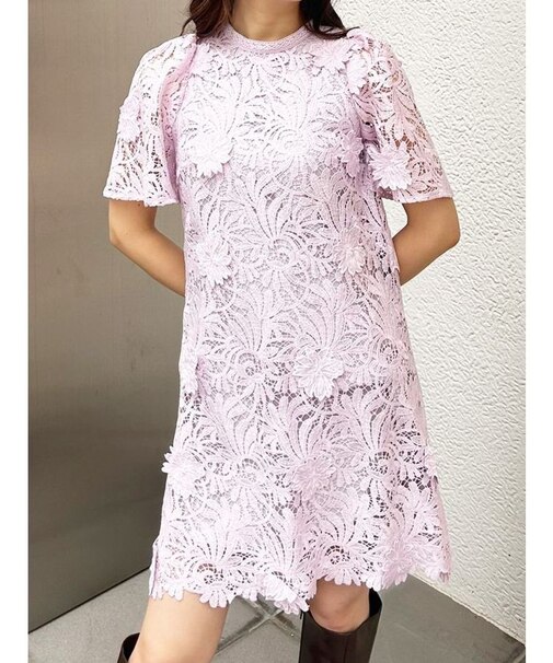 3Dスカラップレースミニワンピース