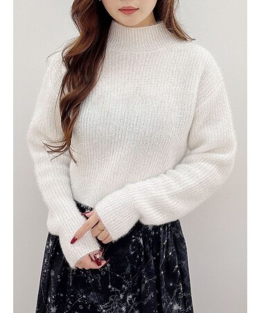 フィルムシャギーボトルネックニット