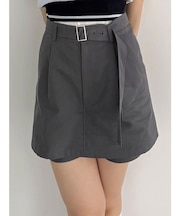 ベルト付きレイヤードミニスカートパンツ