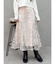 ラインフラワーバックレースアップ刺繍スカート