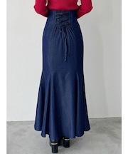 バックレースアップストレッチマーメイドスカート