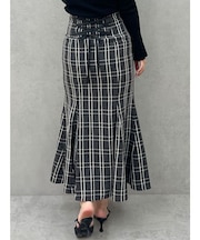 バックレースアップストレッチマーメイドスカート