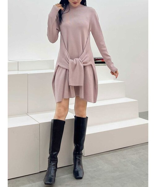 フロントタイミニニットワンピース