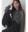 シフォンラッフルフリルボウタイブラウス