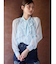 シフォンラッフルフリルボウタイブラウス