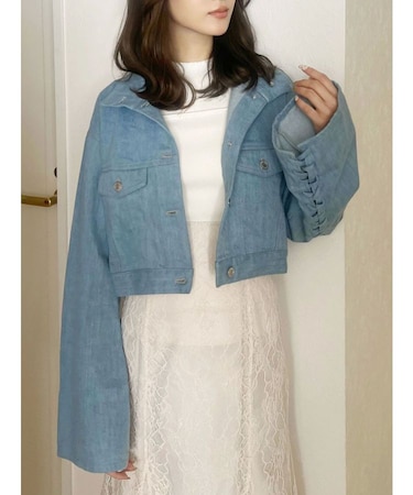 スタンドカラーコルセットデニムジャケット