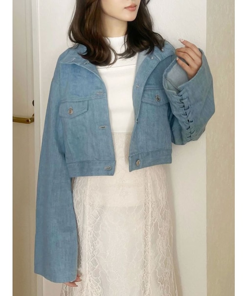 スタンドカラーコルセットデニムジャケット