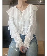 シフォンラッフルブラウス