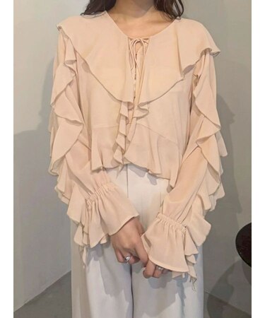 シフォンラッフルブラウス