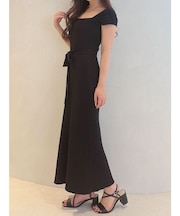 アシメビスチェニットワンピース