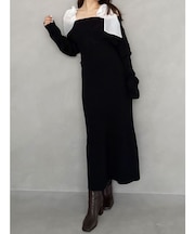 2WAYショルダーリボンマーメイドニットワンピース