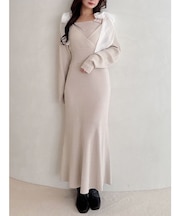 2WAYショルダーリボンマーメイドニットワンピース