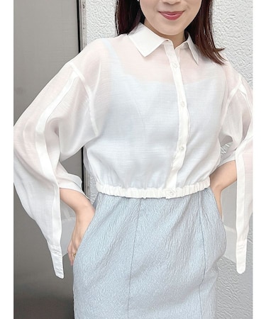 スリットスリーブクロップドシャツ