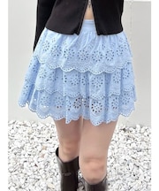 スカラップレースティアードスカパン