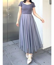 チュールドッキングビスチェニットワンピース