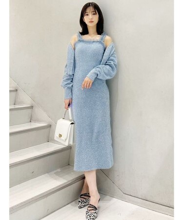 ラメシャギーカーデセットキャミニットワンピース