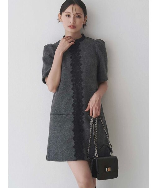 バイカラーレースミニワンピース