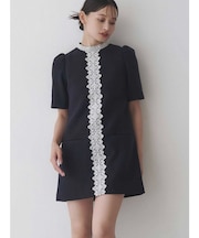 バイカラーレースミニワンピース