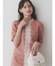 バイカラーレースミニワンピース