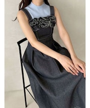 デニムフラワーモチーフジャンスカ