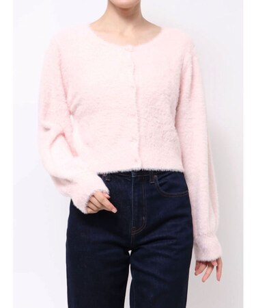 ミニシャギークルーネックカーディガン