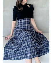 オリジナルチェックコルセットフレアスカート