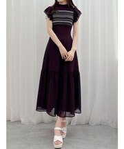 カラースモッキングラッフルワンピース