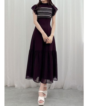 カラースモッキングラッフルワンピース