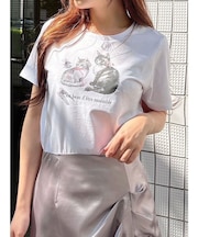 CATプリントリボンTシャツ